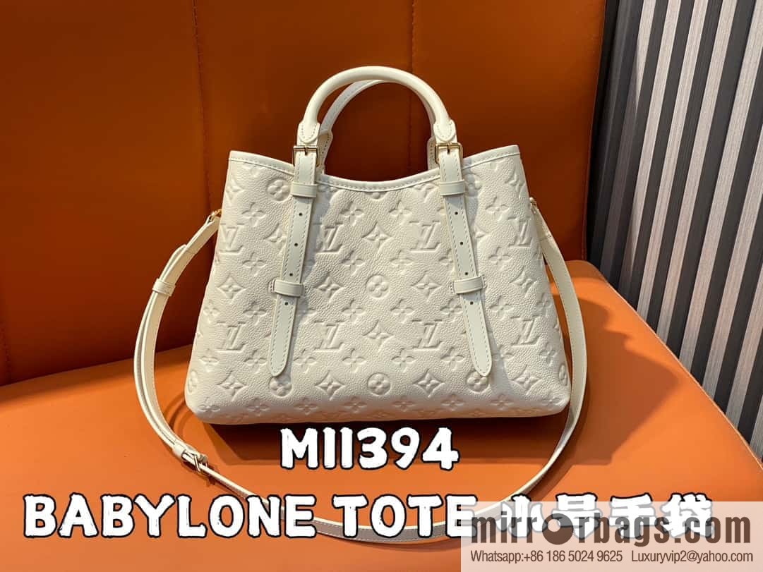 [Boutique‑grade] M11463 meters white full leather tote bag series BABYLONE TOTE small handbag m11393 gray-brown m11394