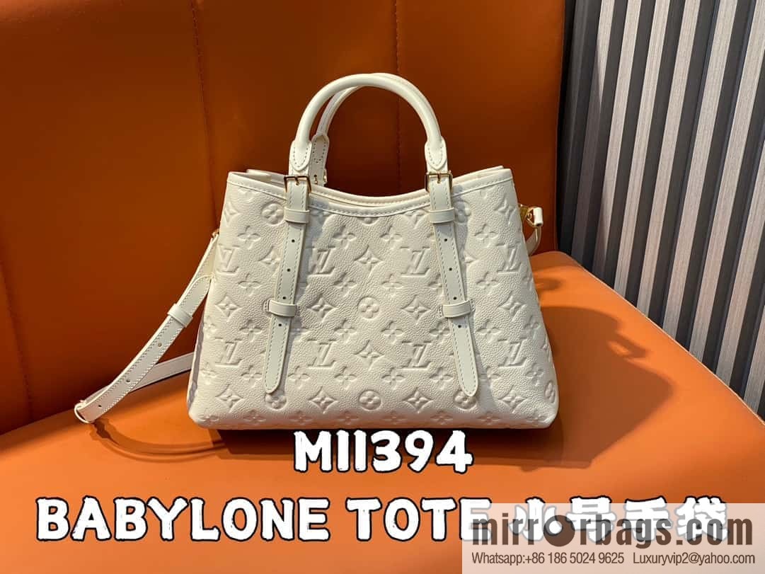 [Boutique‑grade] M11463 meters white full leather tote bag series BABYLONE TOTE small handbag m11393 gray-brown m11394