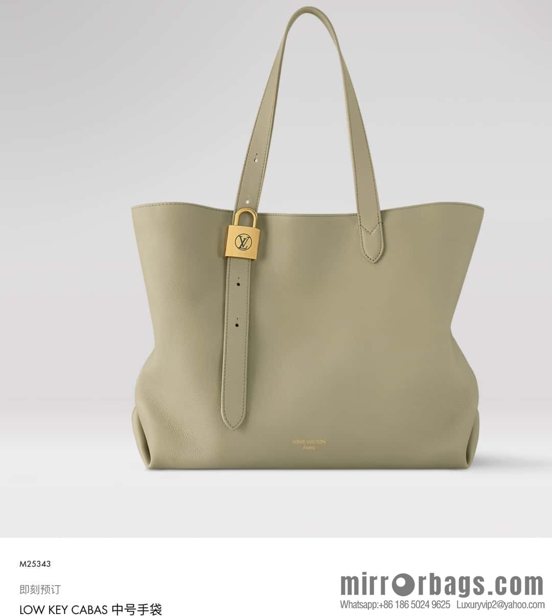 [Boutique‑grade] M25341 green, full leather shopping bag Low key cabas handbag M25341 black M25342 brown M25343 stone green 2024 latest autumn and winter new Low Key Cabas medium handbag