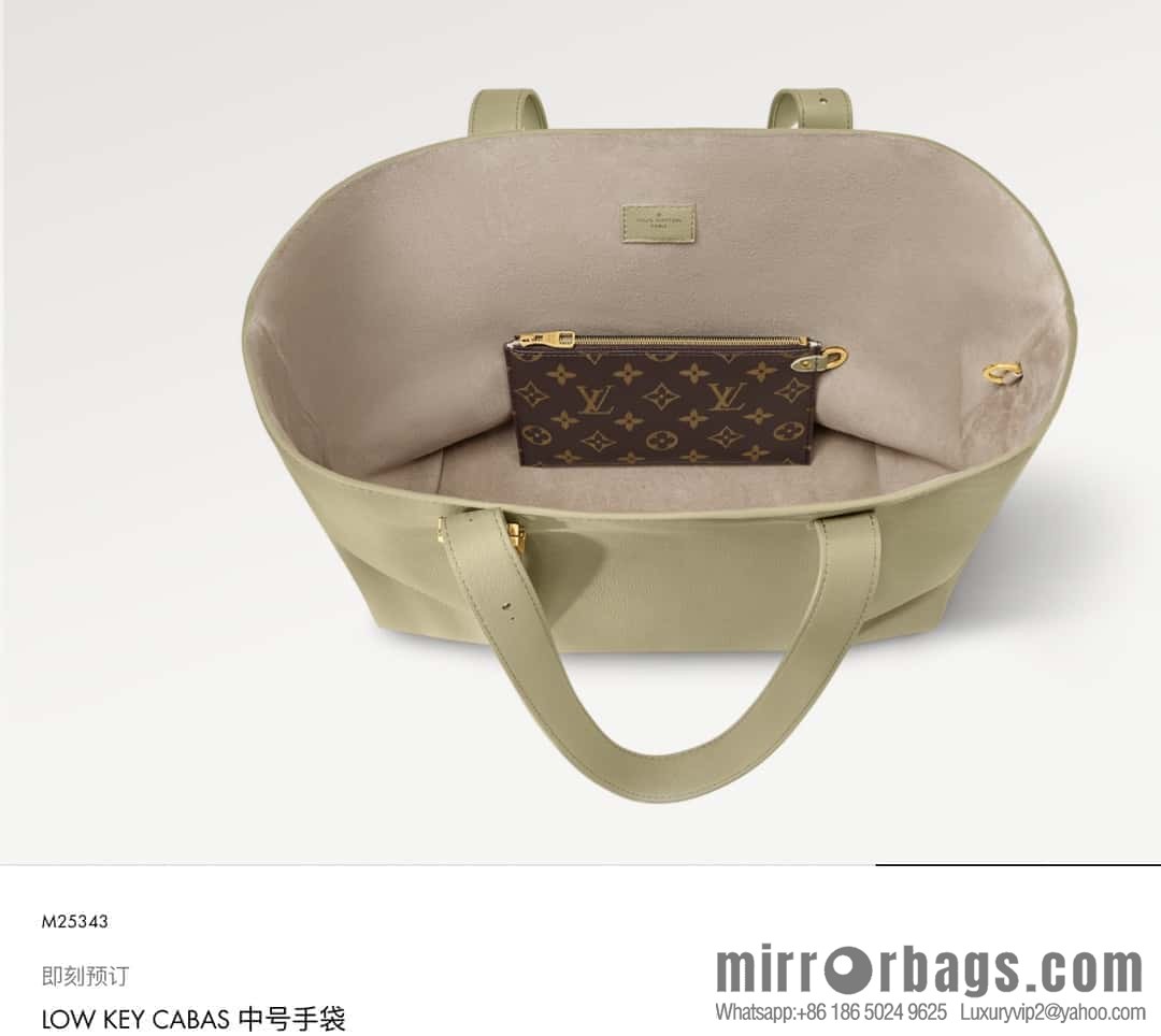 [Boutique‑grade] M25341 green, full leather shopping bag Low key cabas handbag M25341 black M25342 brown M25343 stone green 2024 latest autumn and winter new Low Key Cabas medium handbag