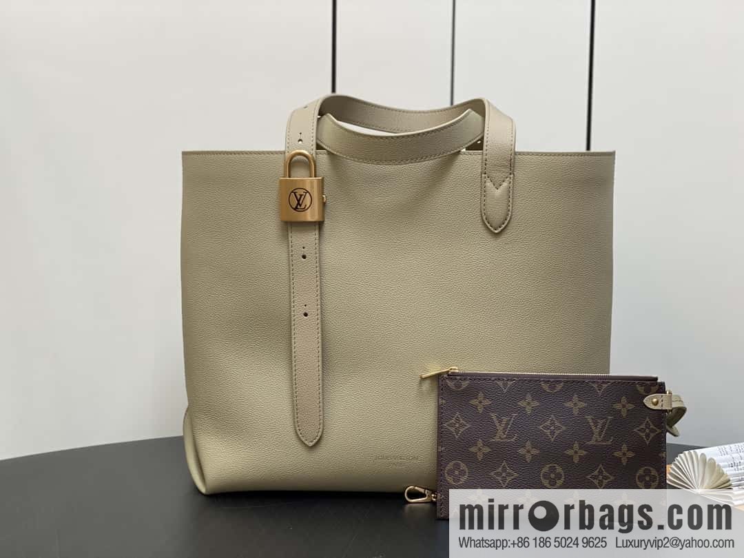 [Boutique‑grade] M25341 green, full leather shopping bag Low key cabas handbag M25341 black M25342 brown M25343 stone green 2024 latest autumn and winter new Low Key Cabas medium handbag