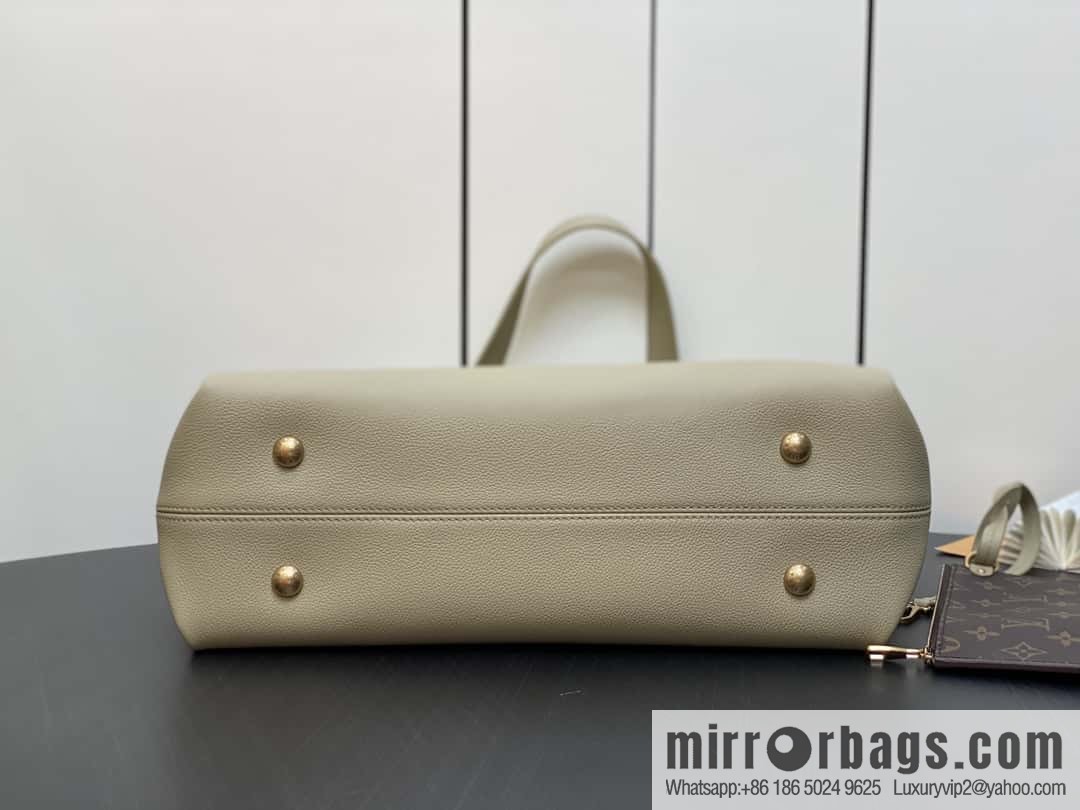 [Boutique‑grade] M25341 green, full leather shopping bag Low key cabas handbag M25341 black M25342 brown M25343 stone green 2024 latest autumn and winter new Low Key Cabas medium handbag