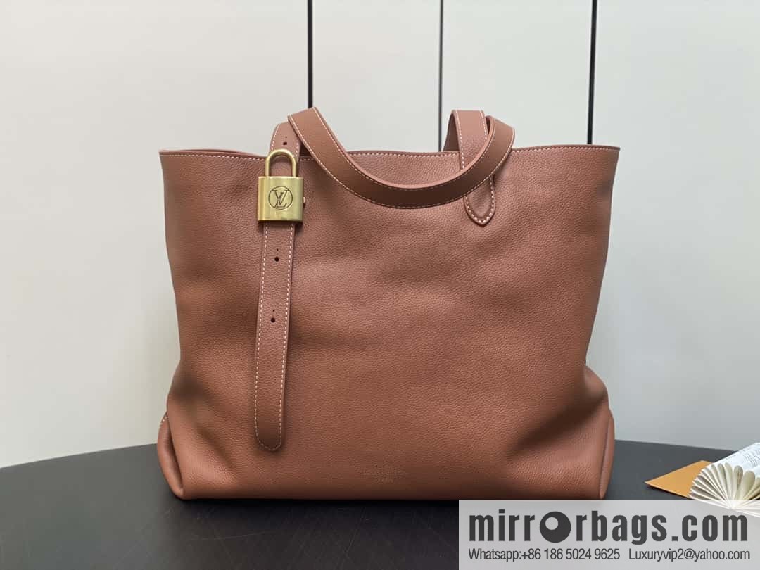 [Boutique‑grade] M25342 brown, full leather shopping bag M25341 M25343 Low key cabas handbag