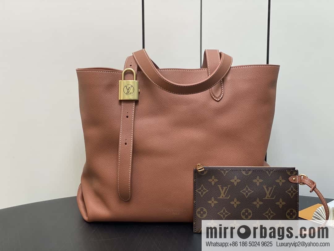 [Boutique‑grade] M25342 brown, full leather shopping bag M25341 M25343 Low key cabas handbag