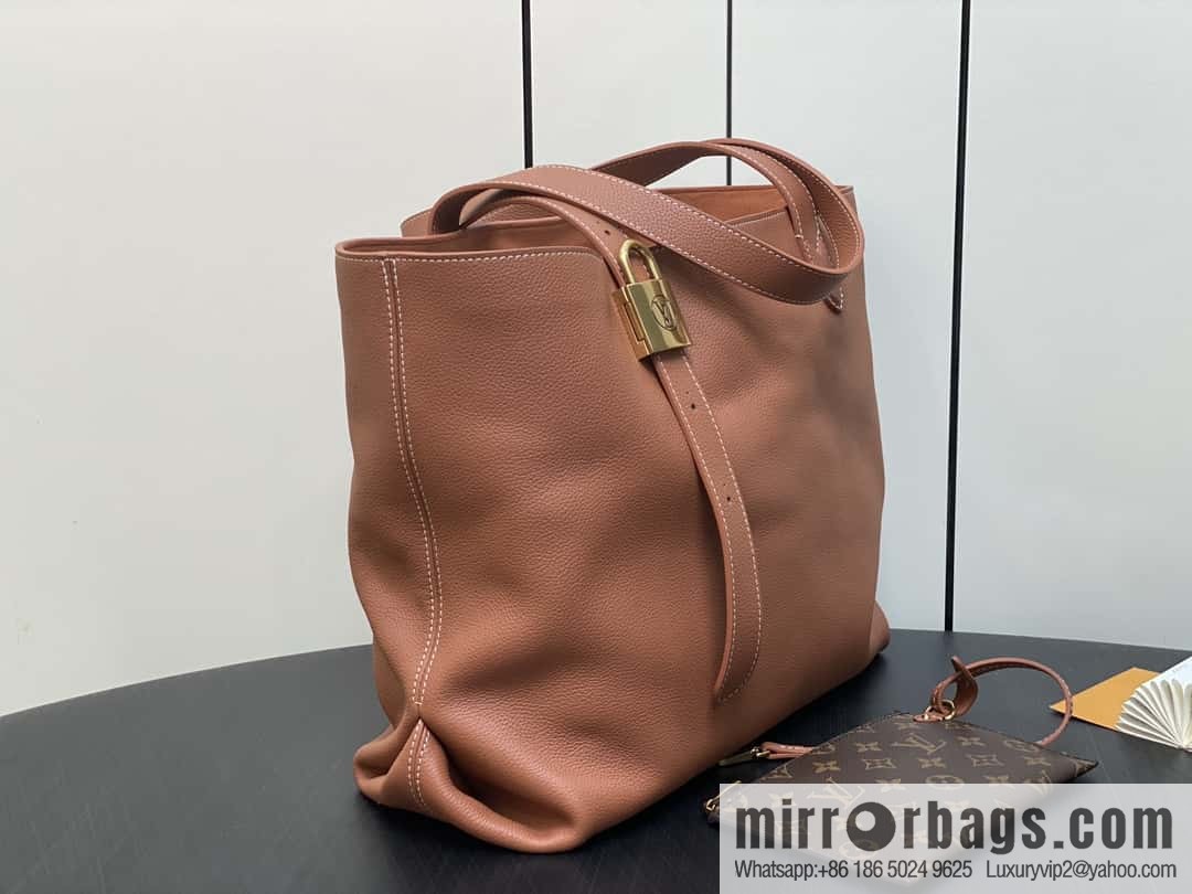 [Boutique‑grade] M25342 brown, full leather shopping bag M25341 M25343 Low key cabas handbag