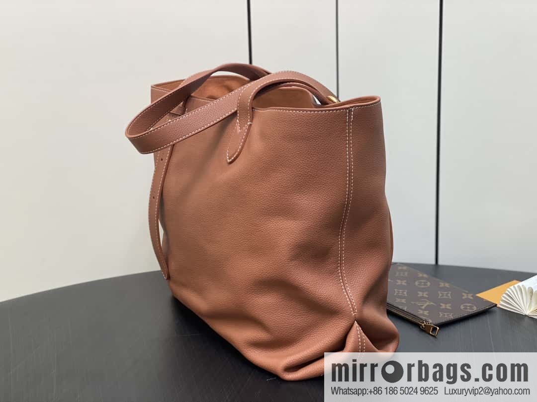 [Boutique‑grade] M25342 brown, full leather shopping bag M25341 M25343 Low key cabas handbag