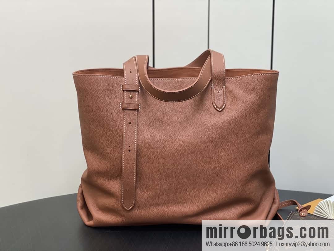 [Boutique‑grade] M25342 brown, full leather shopping bag M25341 M25343 Low key cabas handbag