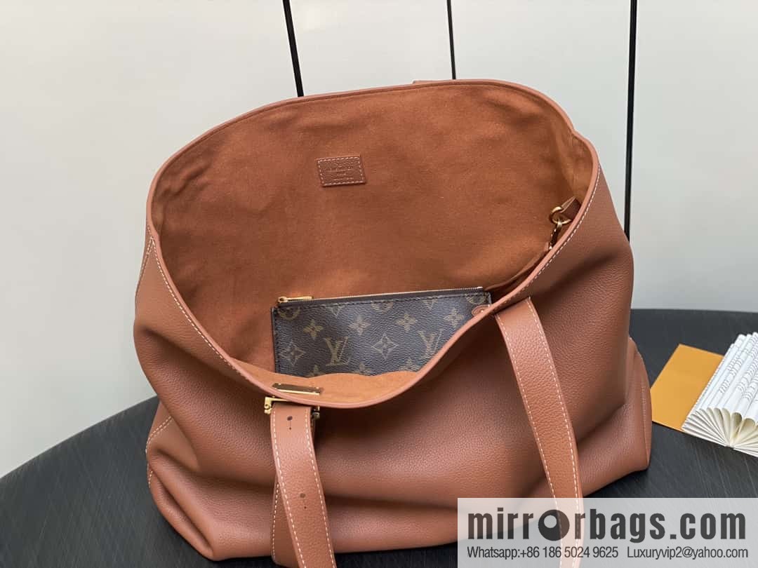 [Boutique‑grade] M25342 brown, full leather shopping bag M25341 M25343 Low key cabas handbag