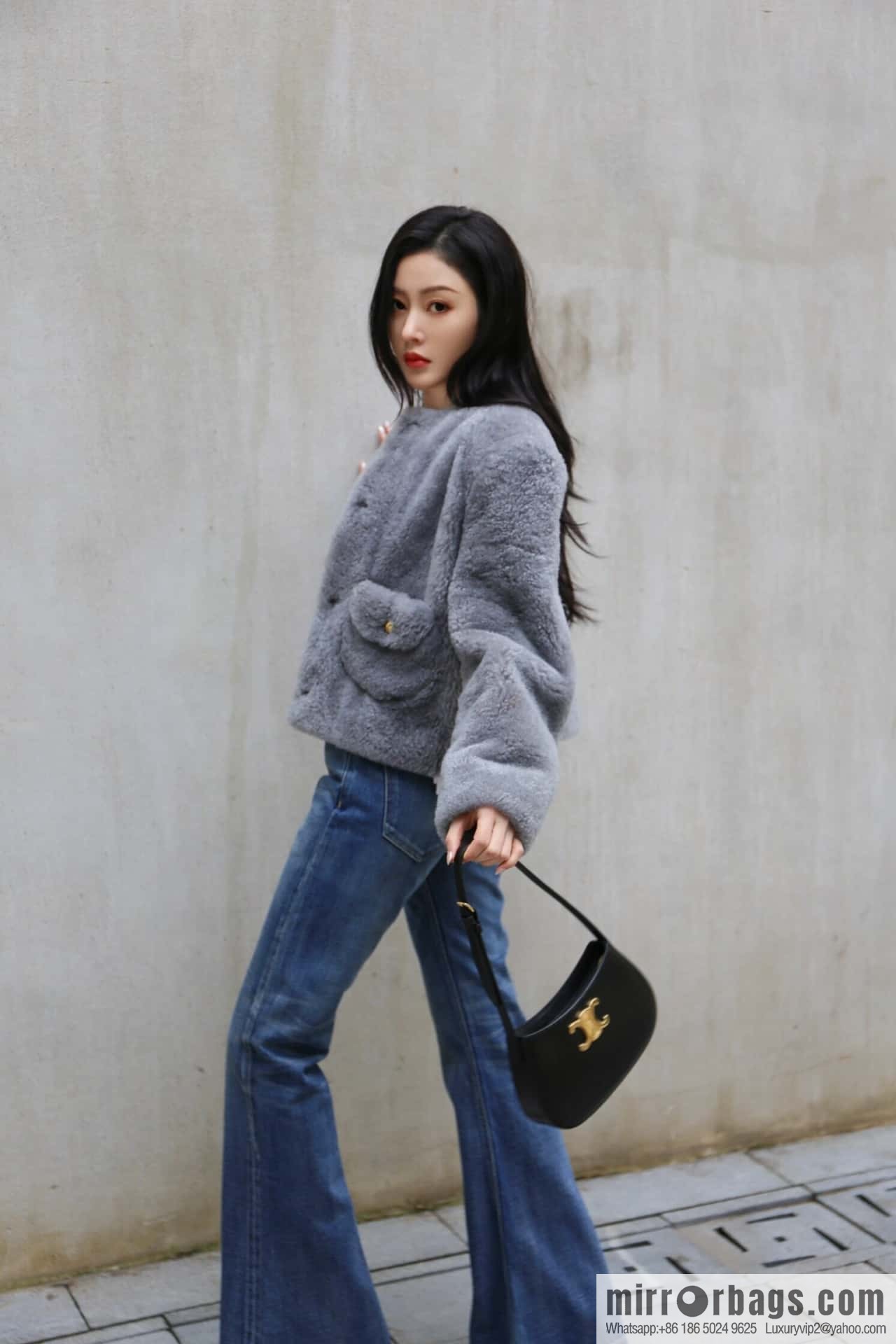 [Premium quality, all-steel hardware] CELIN_E 2024 | TILLY medium bright cow leather handbag 24s spring new product 115703BF4.38NO