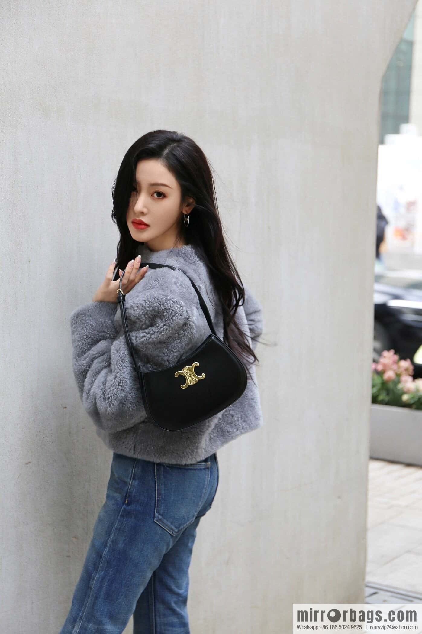 [Premium quality, all-steel hardware] CELIN_E 2024 | TILLY medium bright cow leather handbag 24s spring new product 115703BF4.38NO