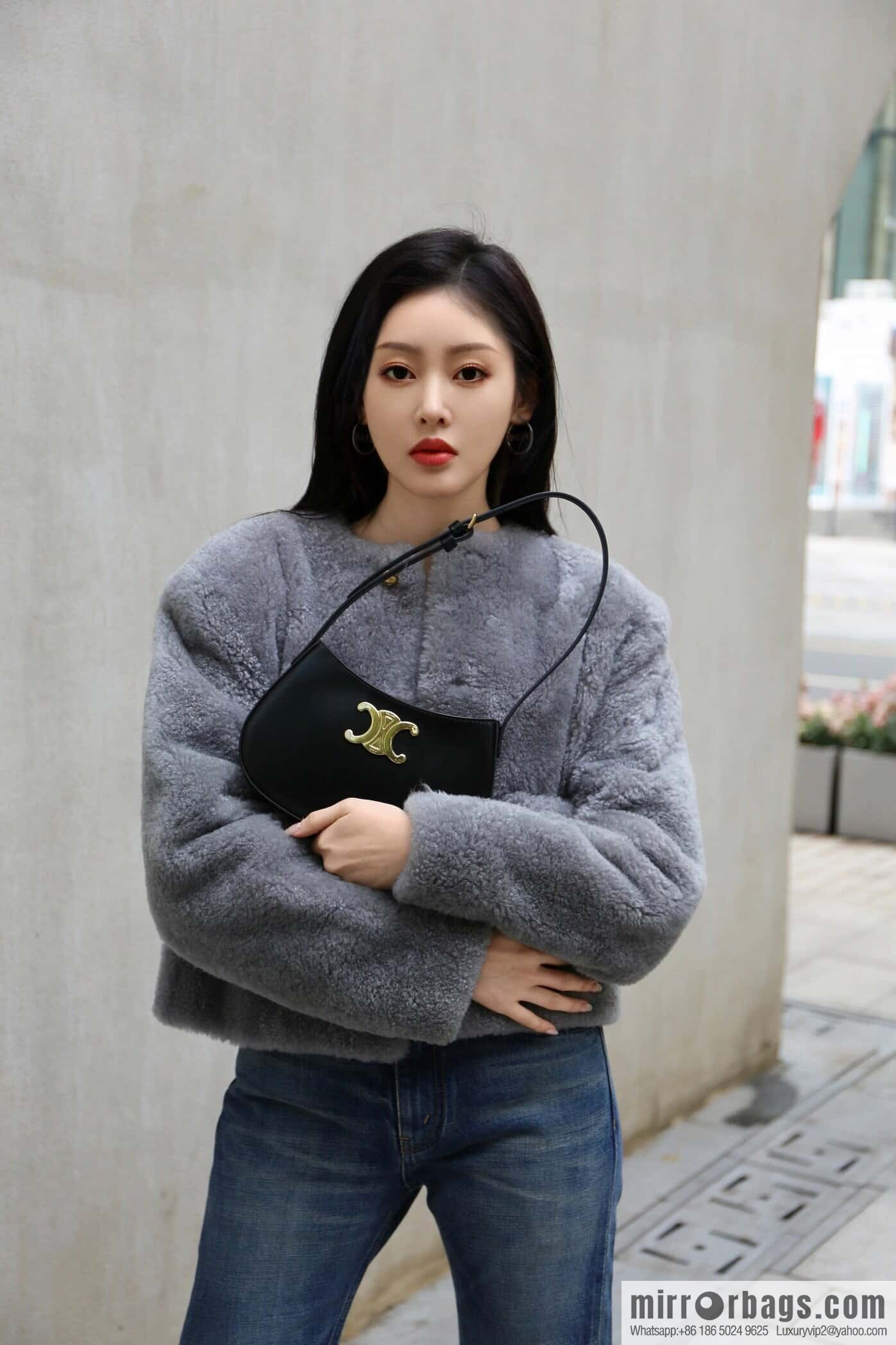 [Premium quality, all-steel hardware] CELIN_E 2024 | TILLY medium bright cow leather handbag 24s spring new product 115703BF4.38NO