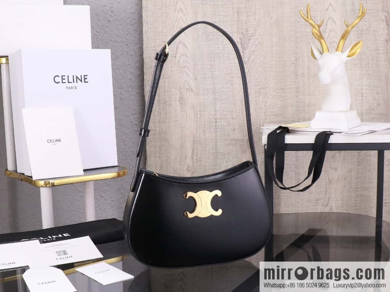 [Premium quality, all-steel hardware] CELIN_E 2024 | TILLY medium bright cow leather handbag 24s spring new product 115703BF4.38NO