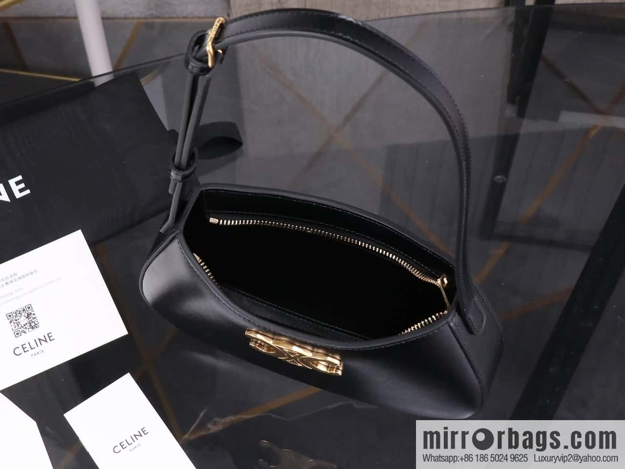 [Premium quality, all-steel hardware] CELIN_E 2024 | TILLY medium bright cow leather handbag 24s spring new product 115703BF4.38NO