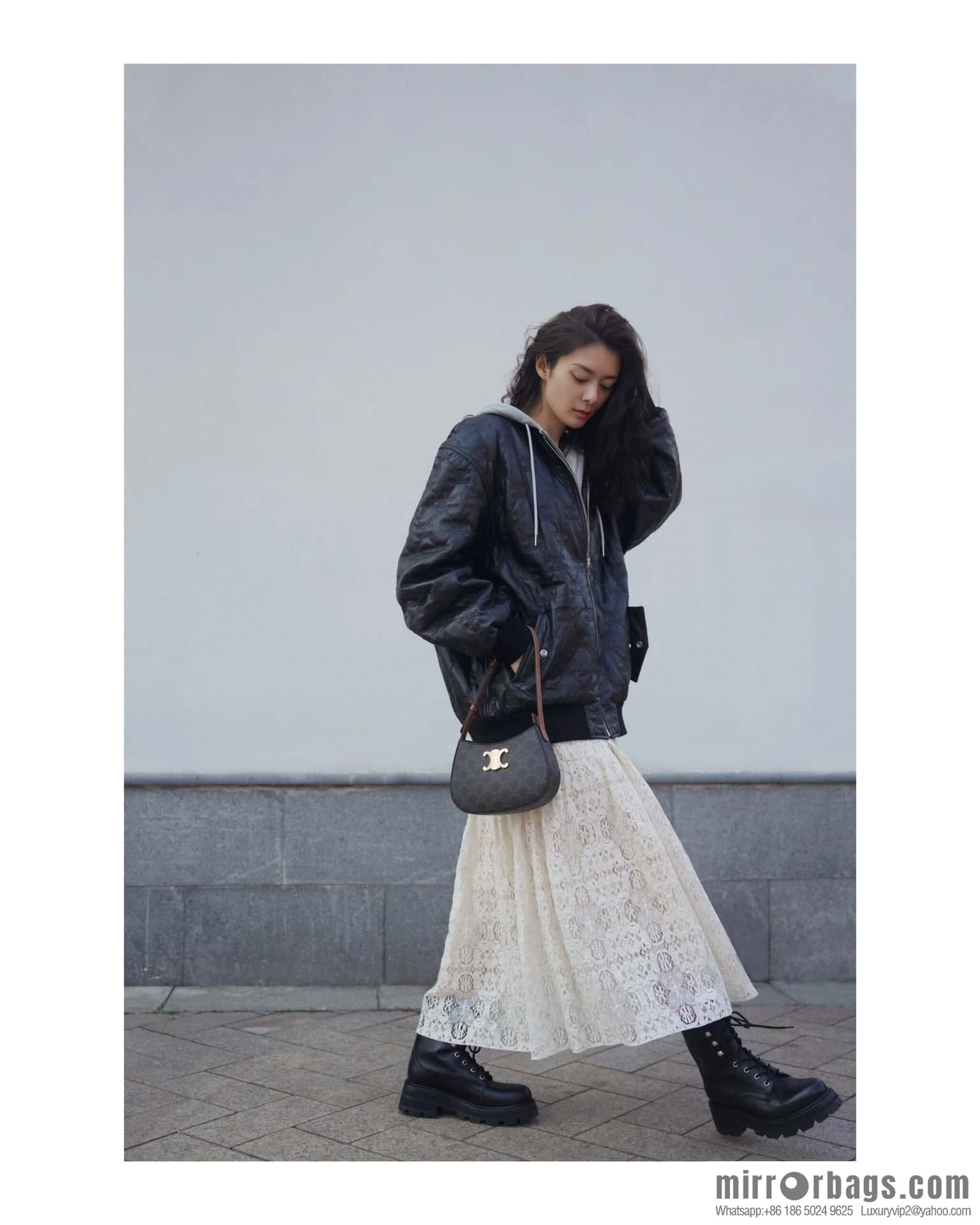 CELIN_E 2024 | TILLY medium bright cow leather handbag 24s spring new product 115703BF4.38NO armpit bag