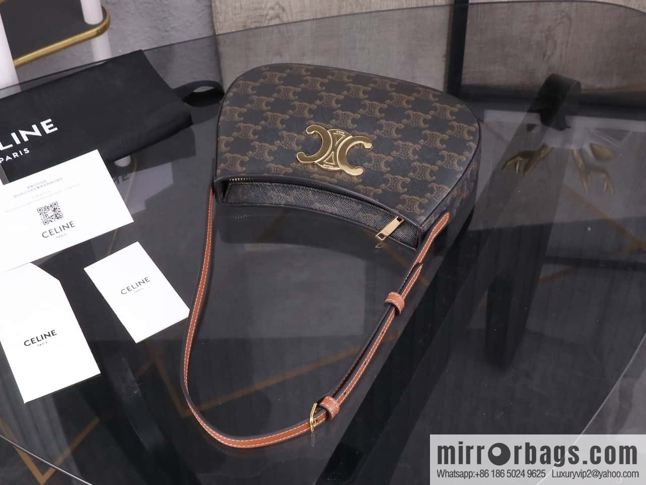 CELIN_E 2024 | TILLY medium bright cow leather handbag 24s spring new product 115703BF4.38NO armpit bag