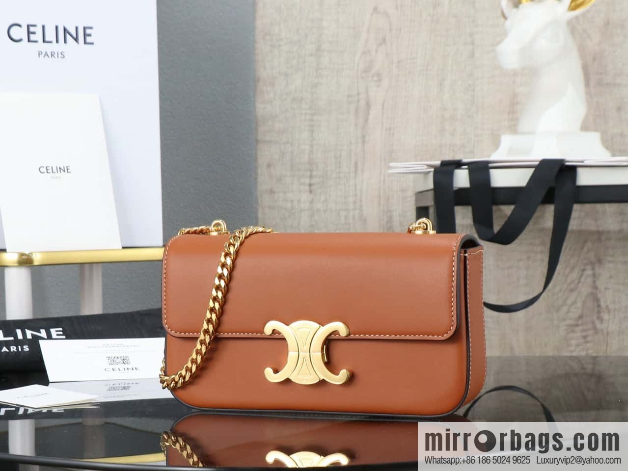 Premium all-steel hardware 】 𝗖𝗘𝗟𝗜𝗡𝗘 𝑻𝒓𝒊𝒐𝒎𝒑𝒉𝒆 chain armpit bag Model: 197992