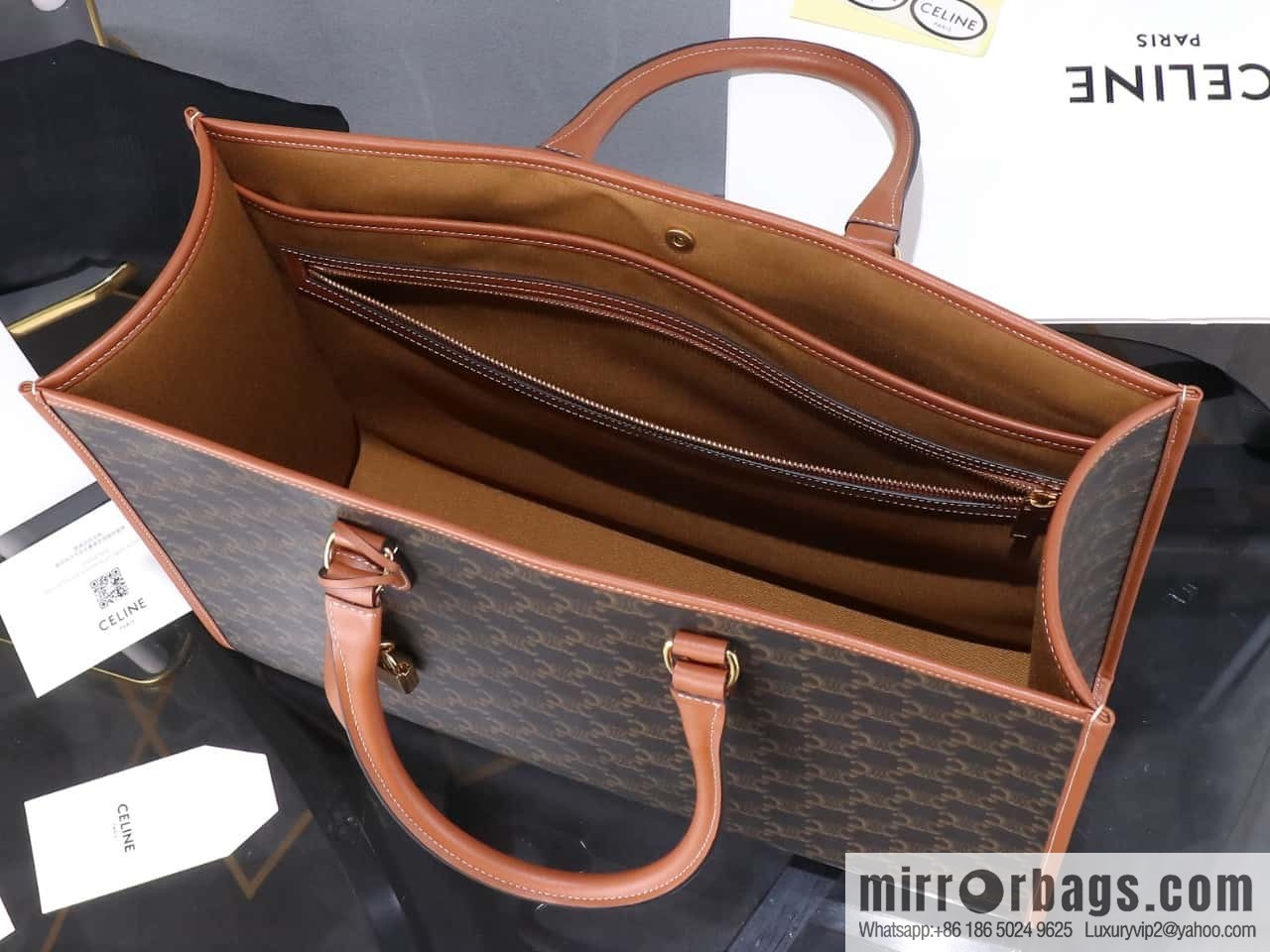 [Premium grade, all-steel hardware] CELIN-E CABAS TRIOMPHE TOTE logo printed cow leather horizontal handbag number: 194342CS8.27FX
