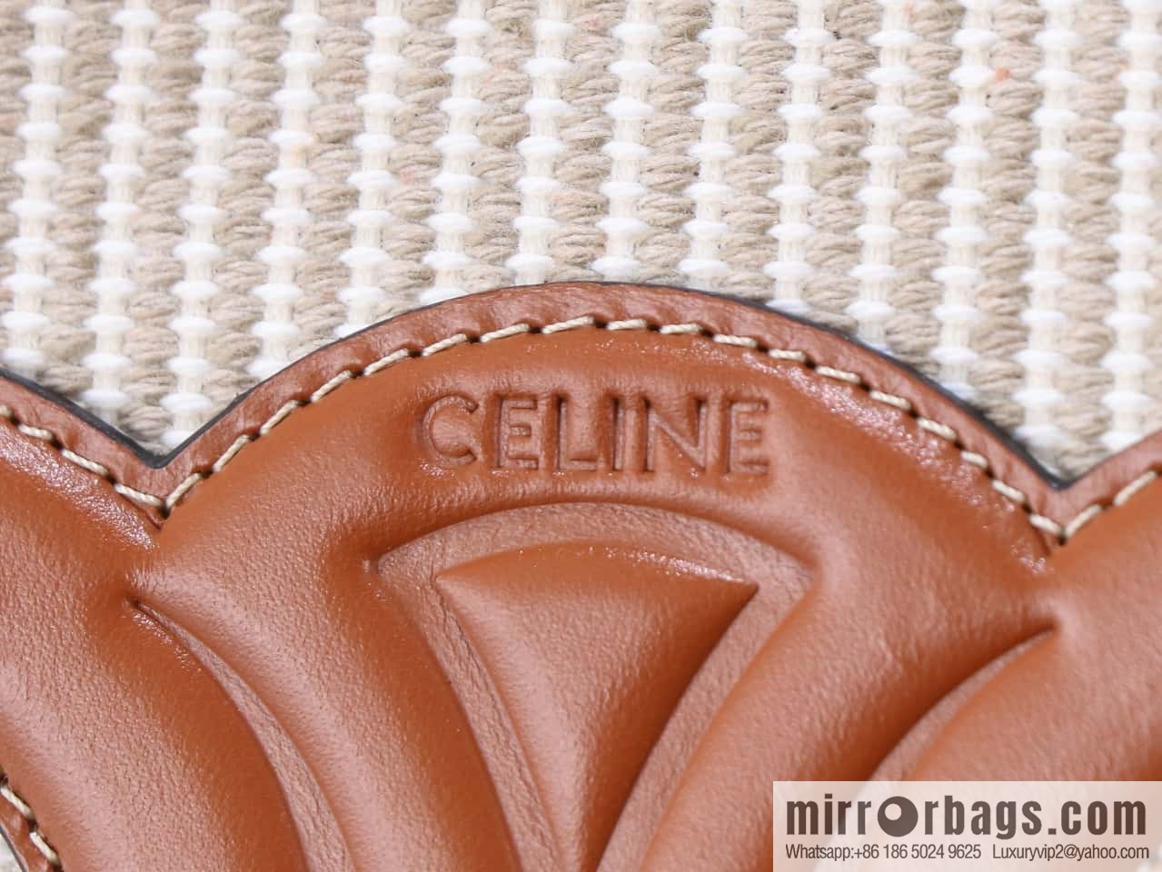 [Premium all-steel hardware] CUIR TRIOMPHE small smooth cowhide with linen fabric bucket bag number: 198243