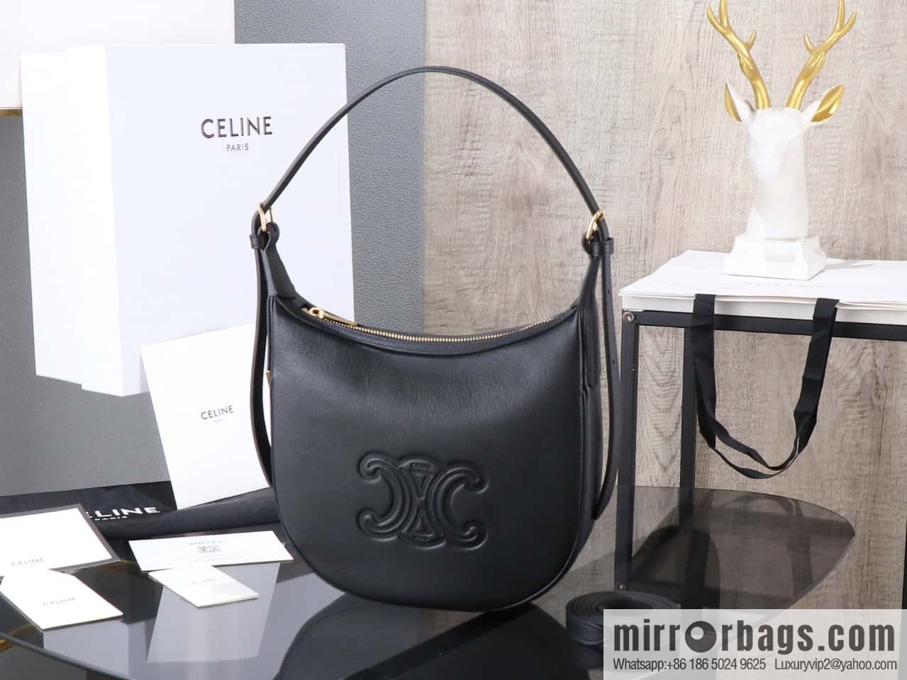 [Premium all-steel hardware] Small HELOSE TRIOMPHE logo printed cow leather handbag No.: 117252 117523