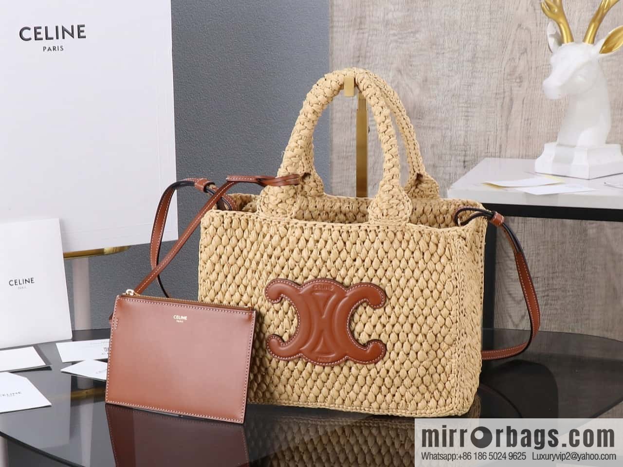[Premium all-steel hardware] CELINE TCABAS THAIS small plant material and cow leather handbag No.: 116032
