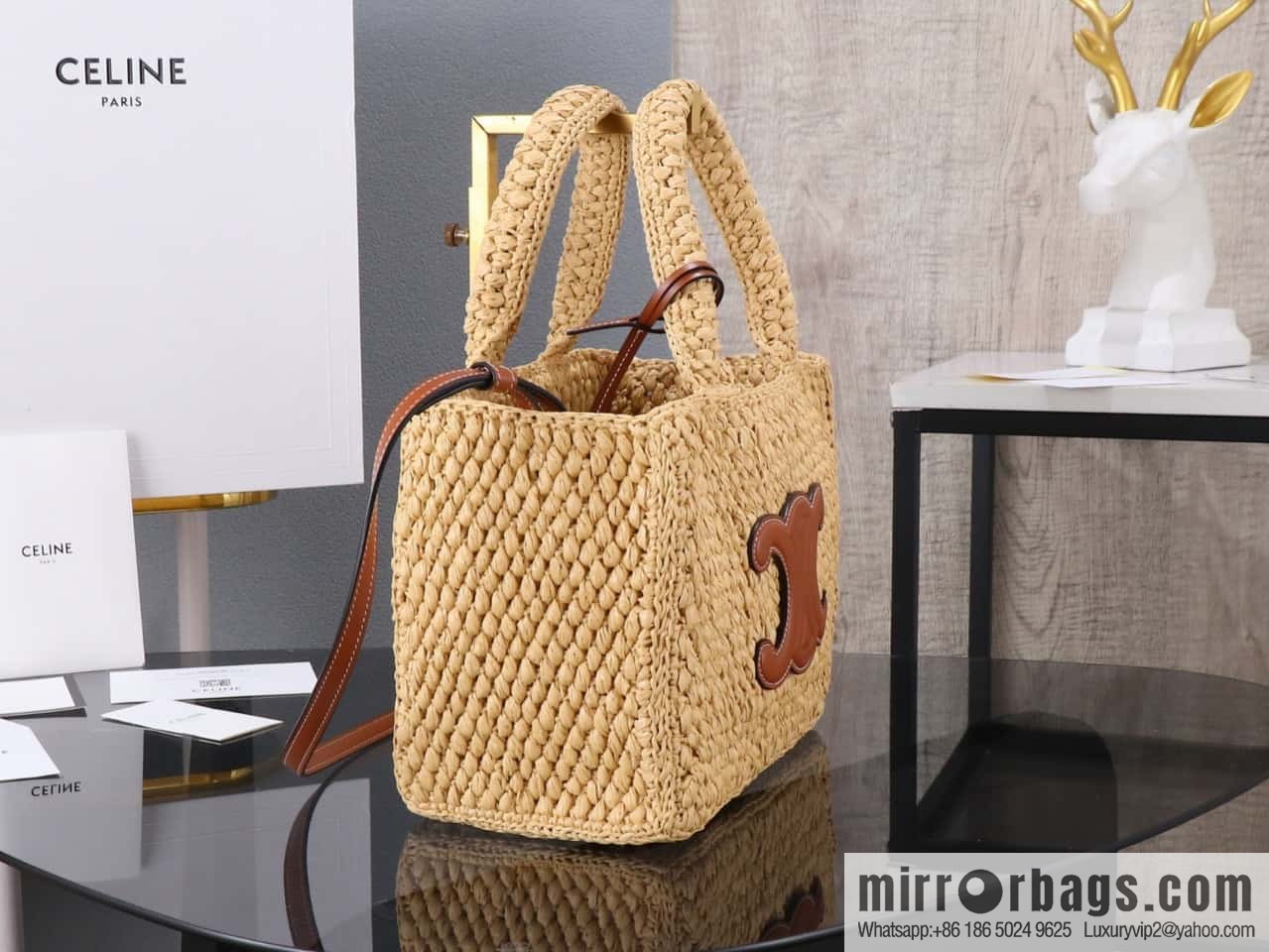 [Premium all-steel hardware] CELINE TCABAS THAIS small plant material and cow leather handbag No.: 116032