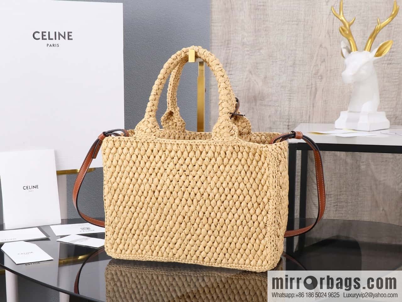 [Premium all-steel hardware] CELINE TCABAS THAIS small plant material and cow leather handbag No.: 116032