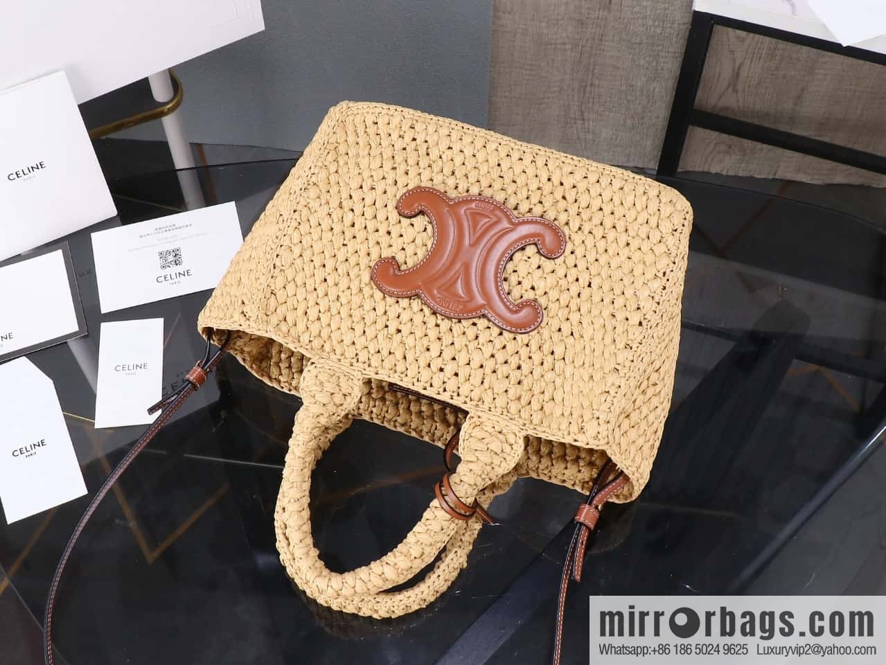 [Premium all-steel hardware] CELINE TCABAS THAIS small plant material and cow leather handbag No.: 116032