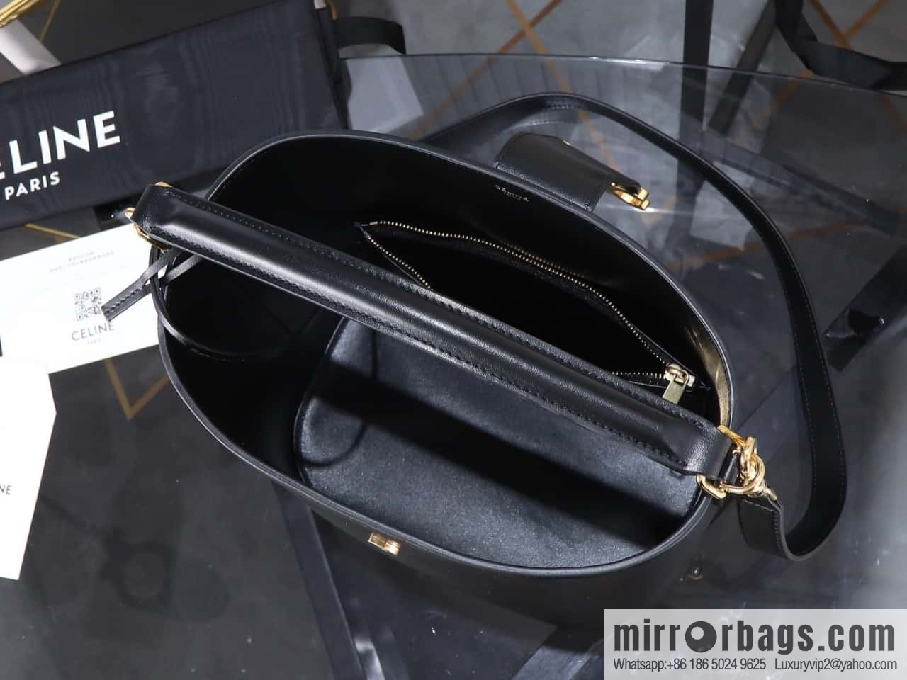 [Premium all-steel hardware] 24s new Louise bucket bag CELINE LOUISE medium smooth cow leather handbag No.: 116613FX9.38NO