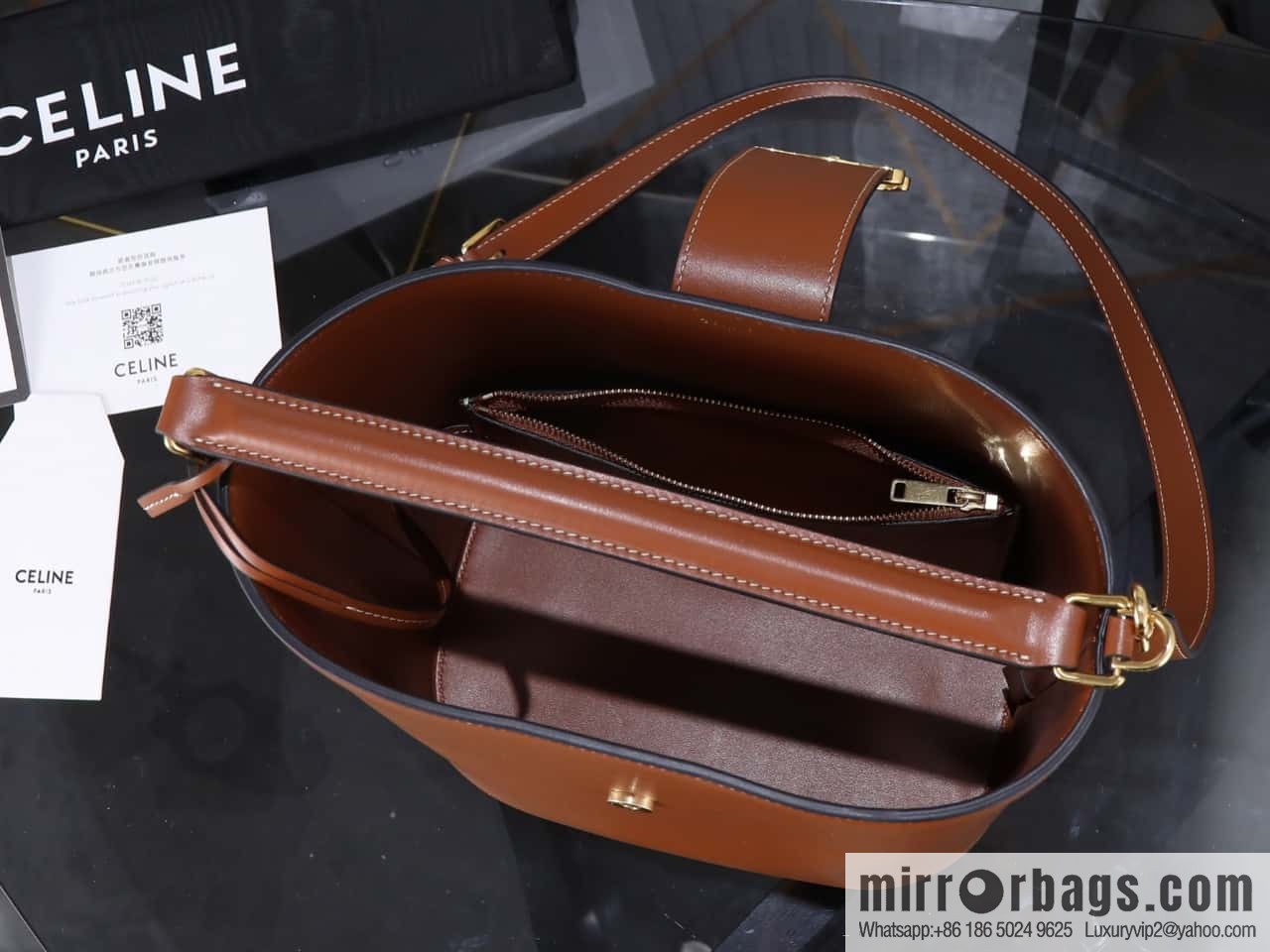 [Premium all-steel hardware] 24s new Louise bucket bag CELINE LOUISE medium smooth cow leather handbag No.: 116613FX9.38NO
