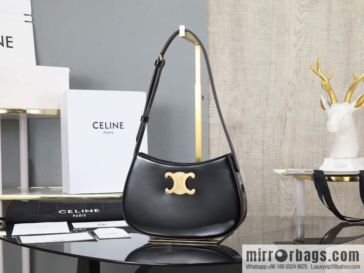 [Premium all-steel hardware] CELIN_E 2024 🆕 | TILLY medium bright cow leather handbag number: 115703BF4.38NO