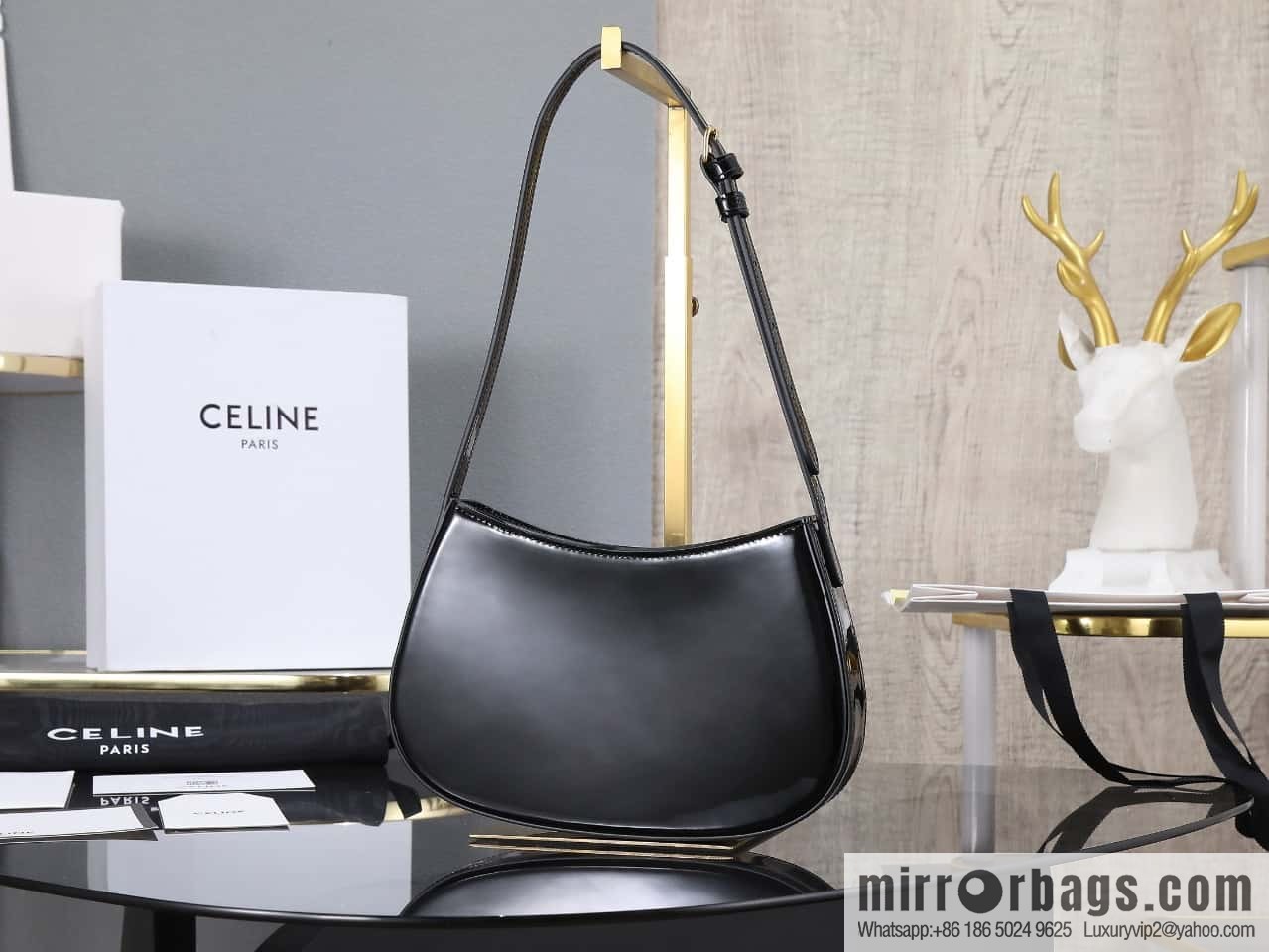 [Premium all-steel hardware] CELIN_E 2024 🆕 | TILLY medium bright cow leather handbag number: 115703BF4.38NO