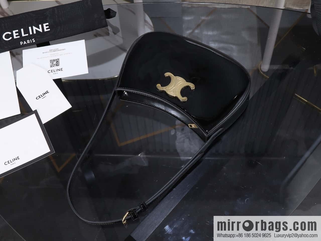 [Premium all-steel hardware] CELIN_E 2024 🆕 | TILLY medium bright cow leather handbag number: 115703BF4.38NO