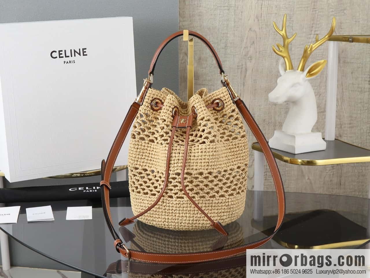 [Premium quality, all-steel hardware] CLARA plant material and cow leather classic basket bag number: 117862