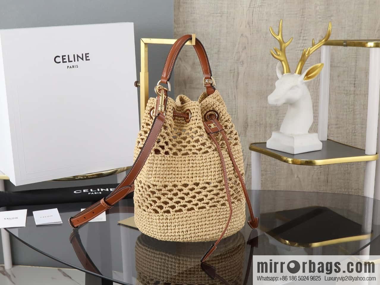 [Premium quality, all-steel hardware] CLARA plant material and cow leather classic basket bag number: 117862