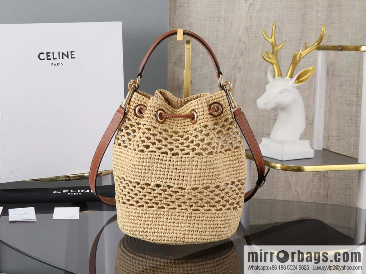 [Premium quality, all-steel hardware] CLARA plant material and cow leather classic basket bag number: 117862