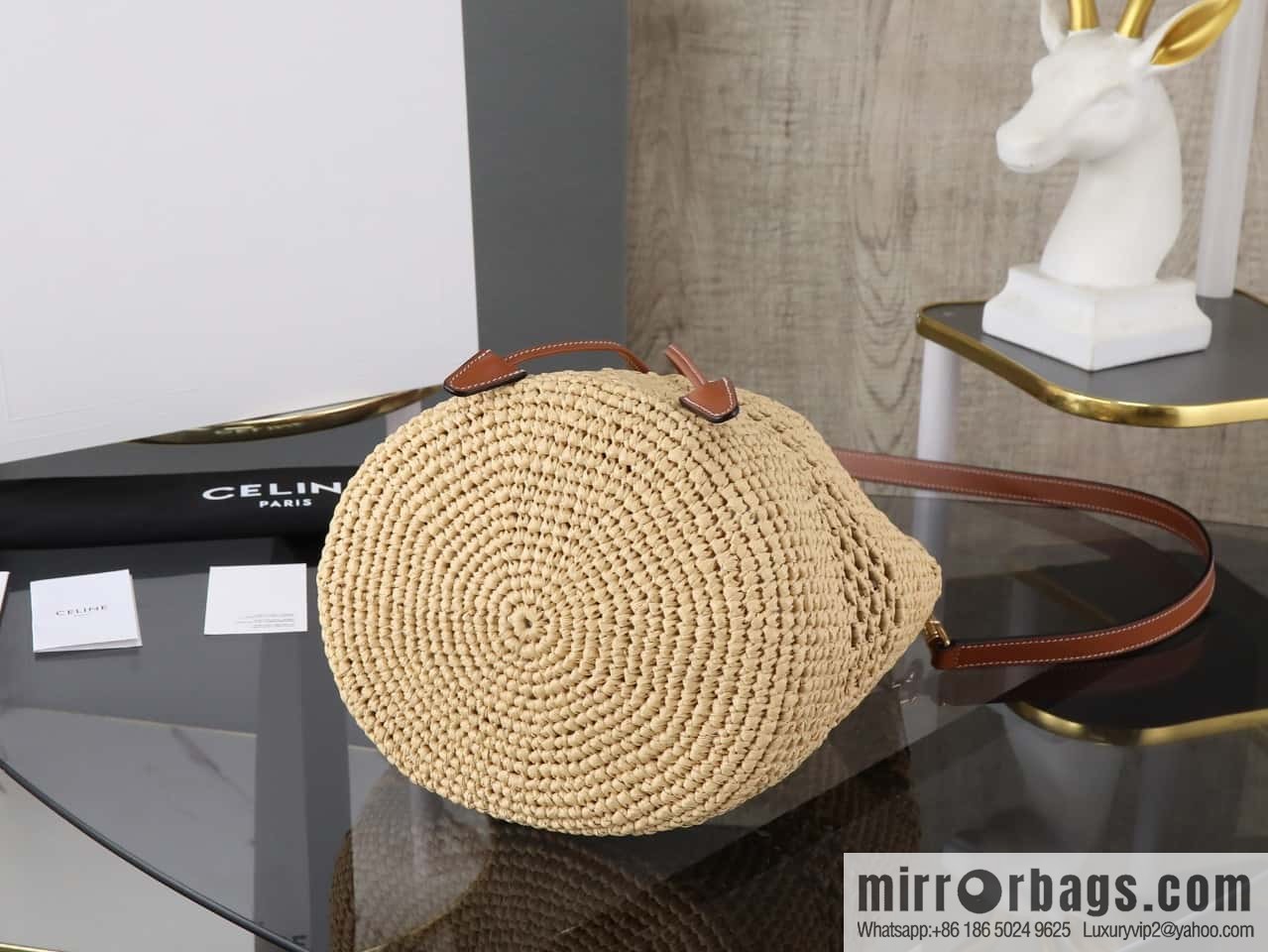 [Premium quality, all-steel hardware] CLARA plant material and cow leather classic basket bag number: 117862