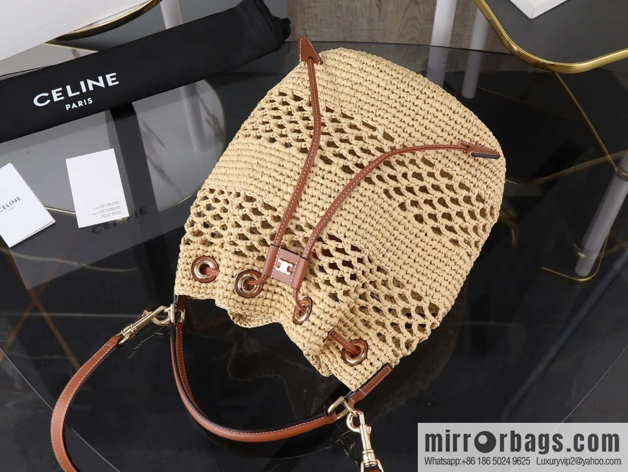 [Premium quality, all-steel hardware] CLARA plant material and cow leather classic basket bag number: 117862