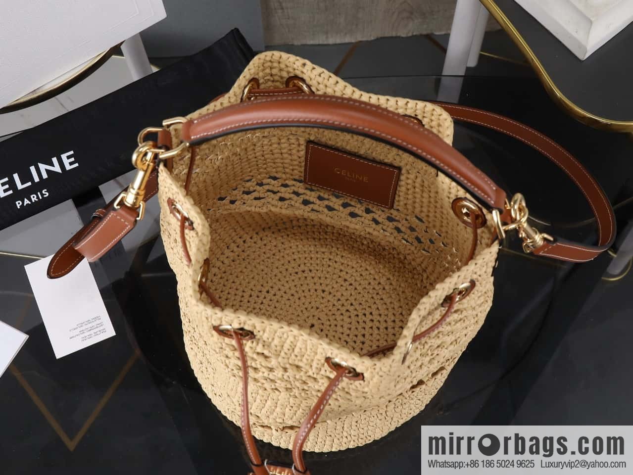 [Premium quality, all-steel hardware] CLARA plant material and cow leather classic basket bag number: 117862