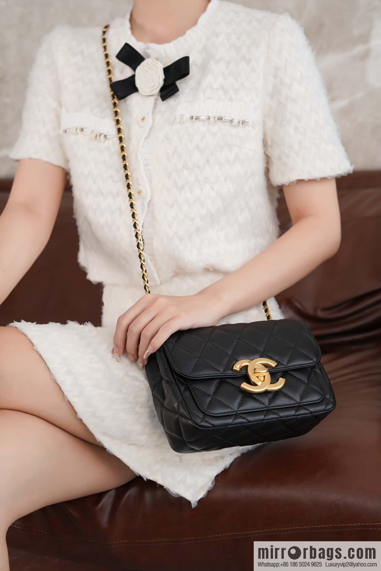 CHANEL Double π ππππ cover bag, black gold, genuine leather AS5026 B17620 94305