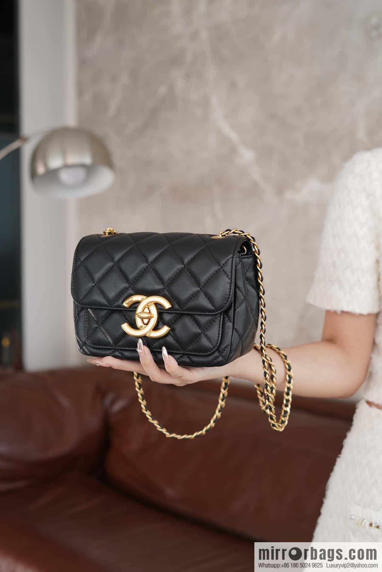 CHANEL Double π ππππ cover bag, black gold, genuine leather AS5026 B17620 94305