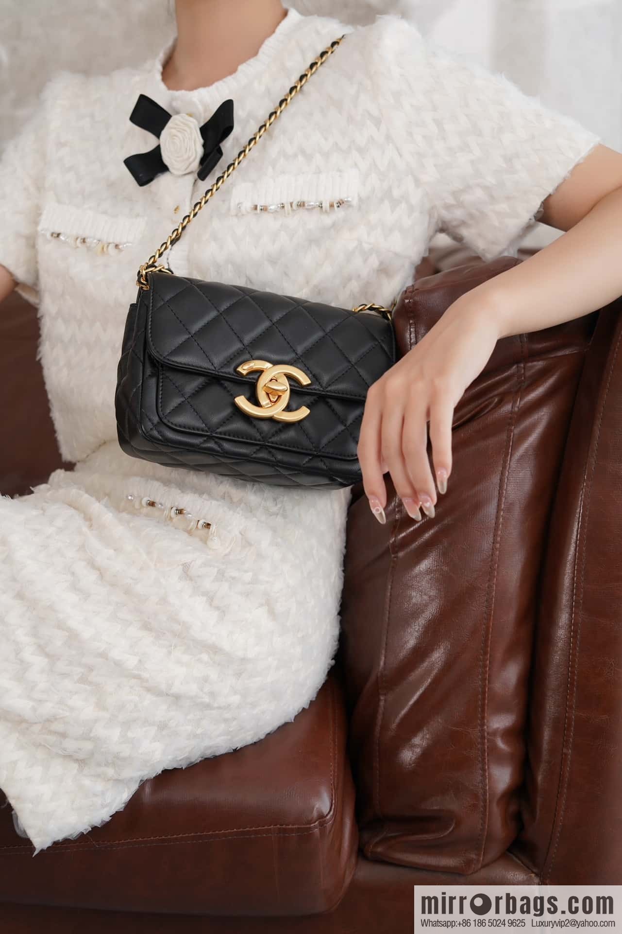 CHANEL Double π ππππ cover bag, black gold, genuine leather AS5026 B17620 94305
