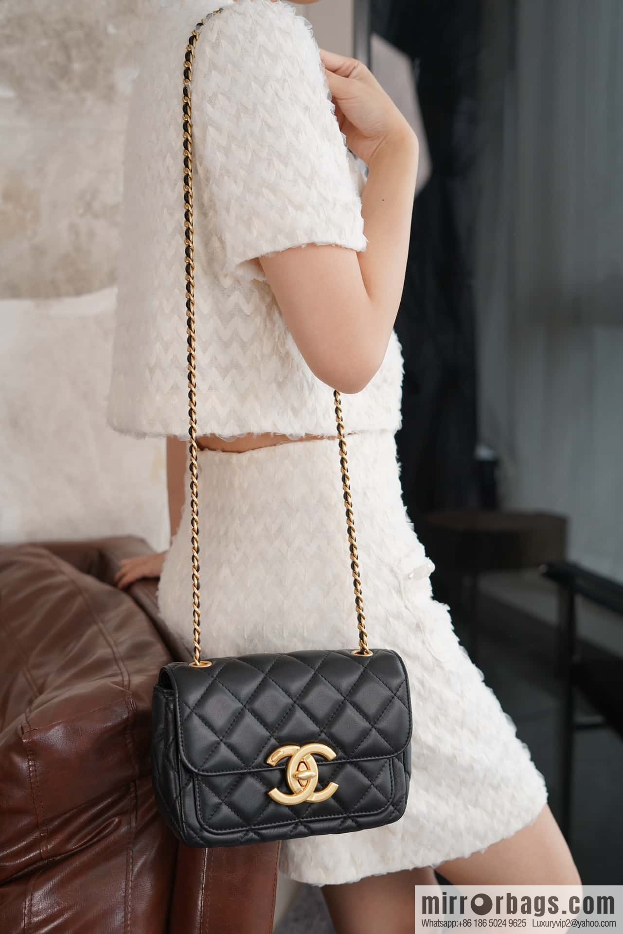 CHANEL Double π ππππ cover bag, black gold, genuine leather AS5026 B17620 94305