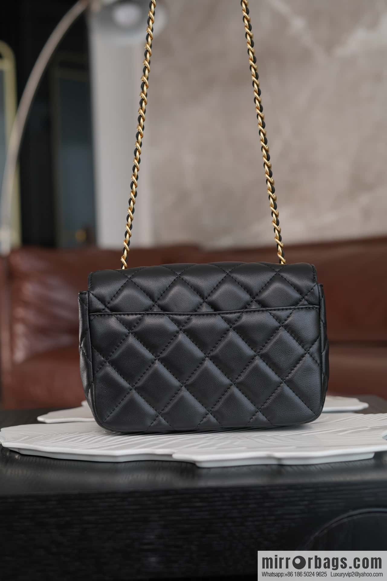 CHANEL Double π ππππ cover bag, black gold, genuine leather AS5026 B17620 94305