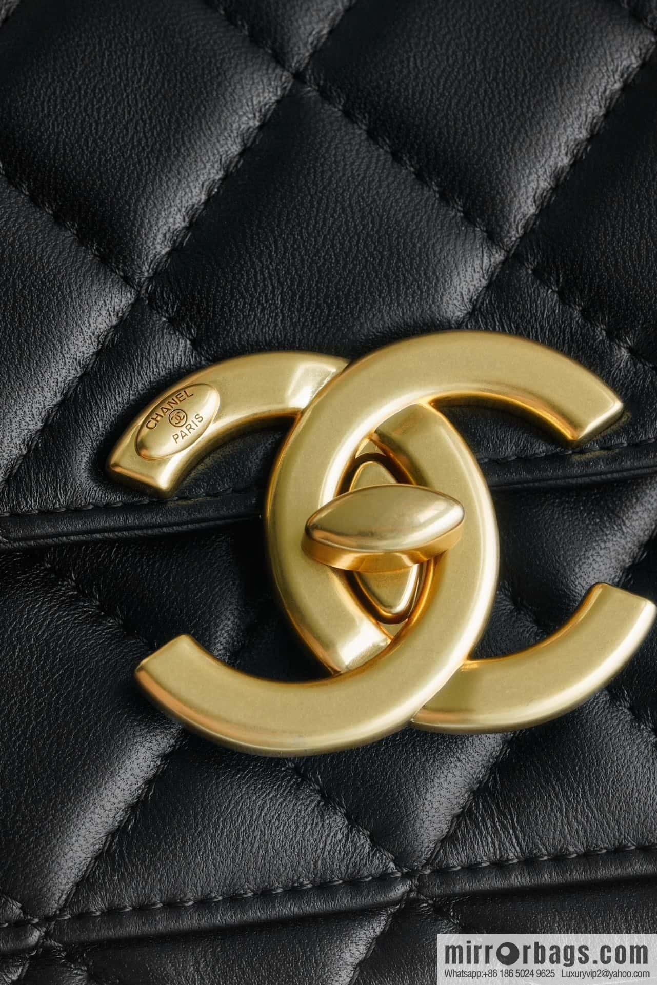CHANEL Double π ππππ cover bag, black gold, genuine leather AS5026 B17620 94305