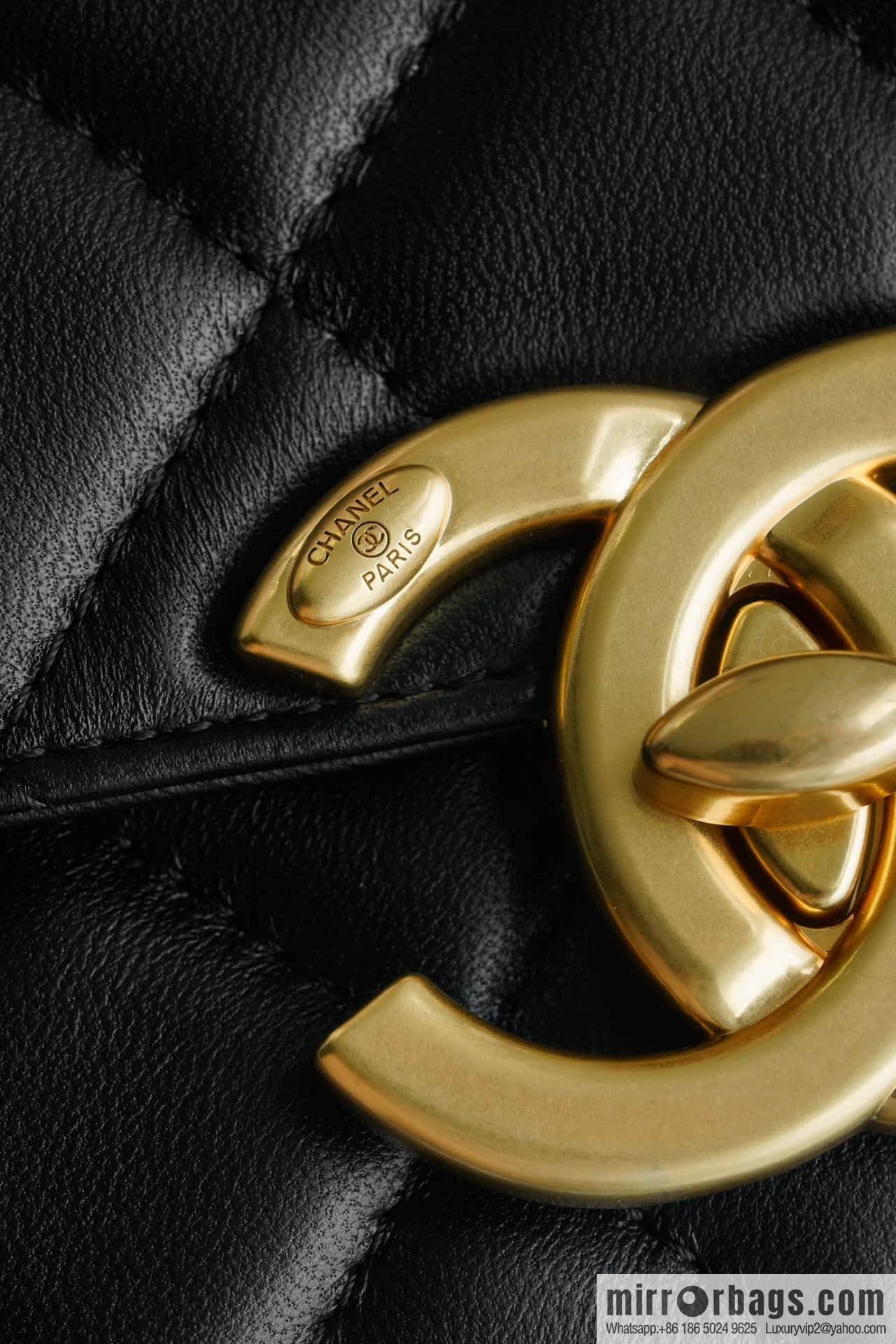 CHANEL Double π ππππ cover bag, black gold, genuine leather AS5026 B17620 94305