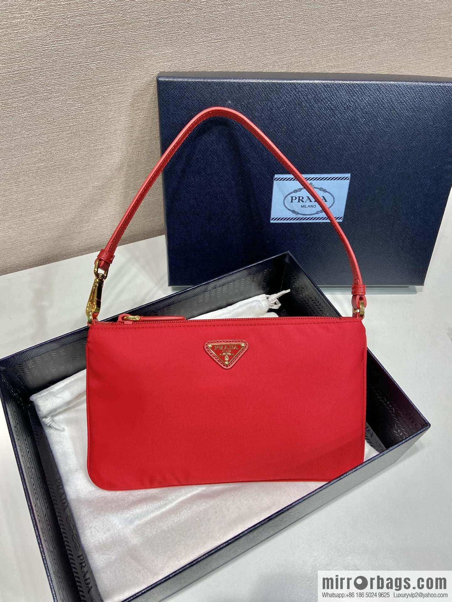 PRADA new armpit bag ๐๐ 1NI545/K gold new ๐๐ red
