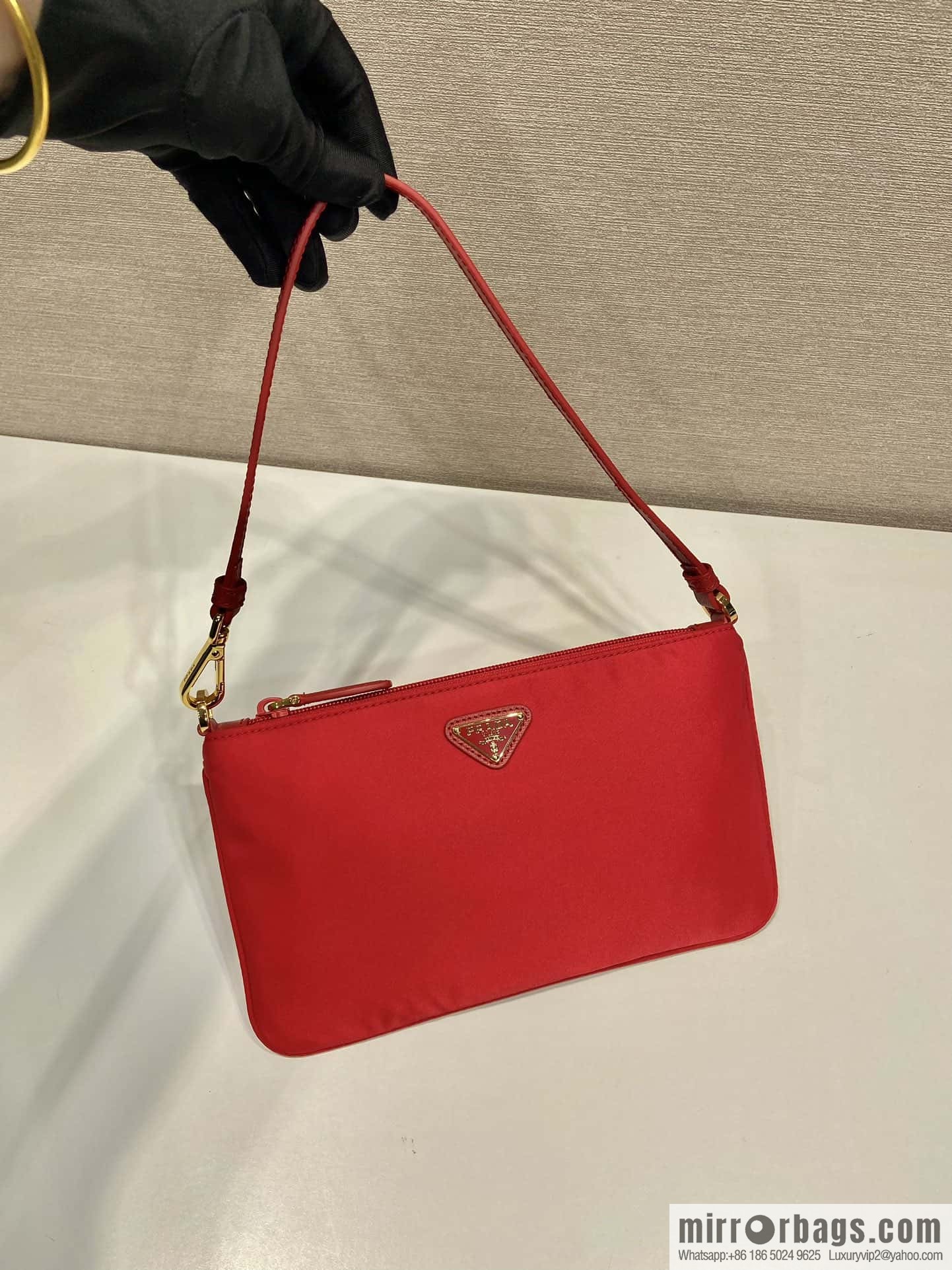 PRADA new armpit bag ๐๐ 1NI545/K gold new ๐๐ red