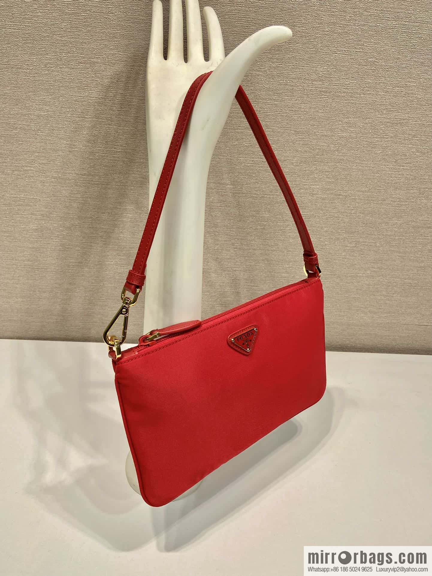 PRADA new armpit bag ๐๐ 1NI545/K gold new ๐๐ red
