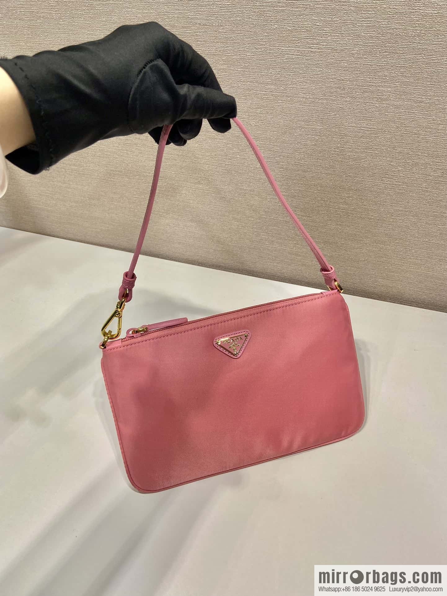 PRADA new armpit bag ๐๐ 1NI545/K gold new ๐๐ pink