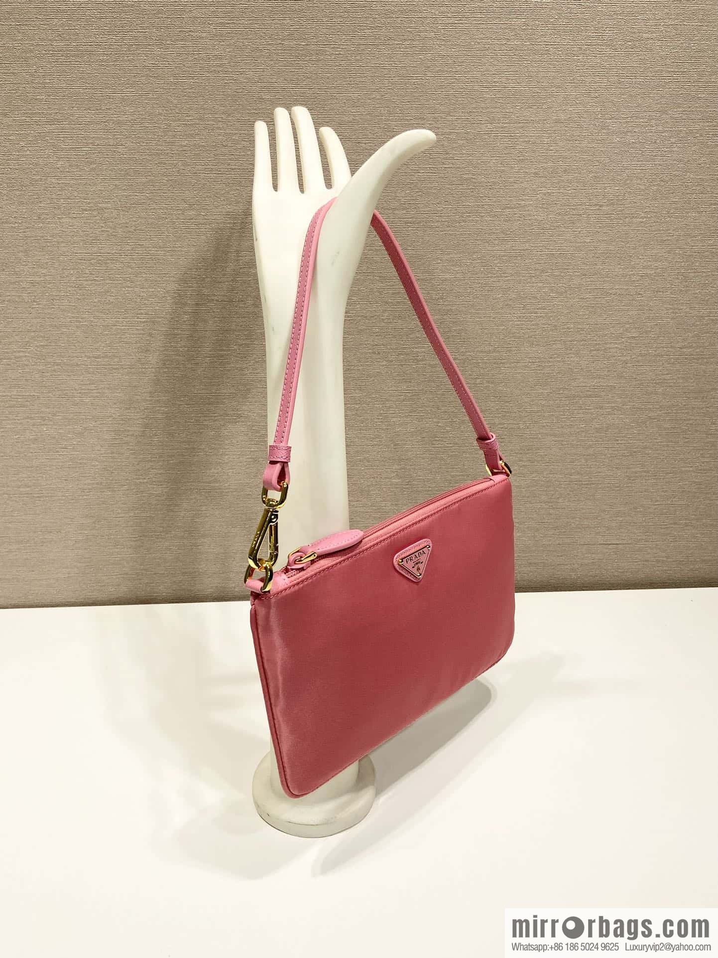 PRADA new armpit bag ๐๐ 1NI545/K gold new ๐๐ pink